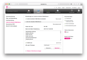 speedport Liste SMTP