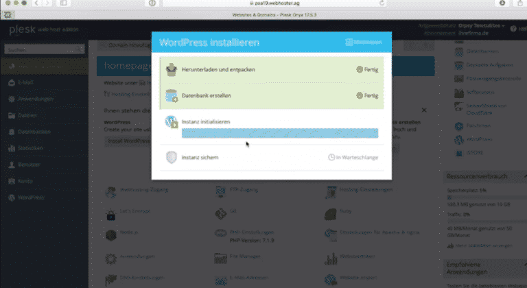 Plesk WordPress installieren