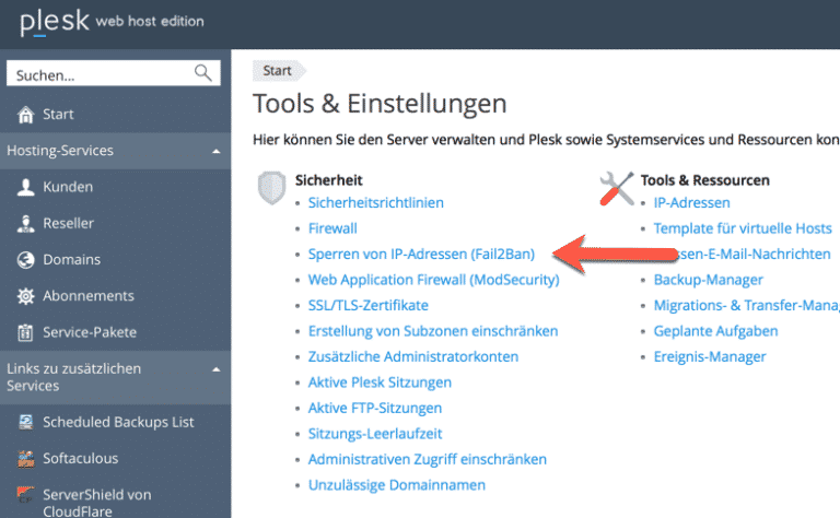 Plesk modsecurity aktivieren