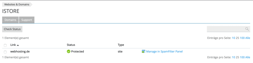 Plesk Spamschutzgateway aktiv